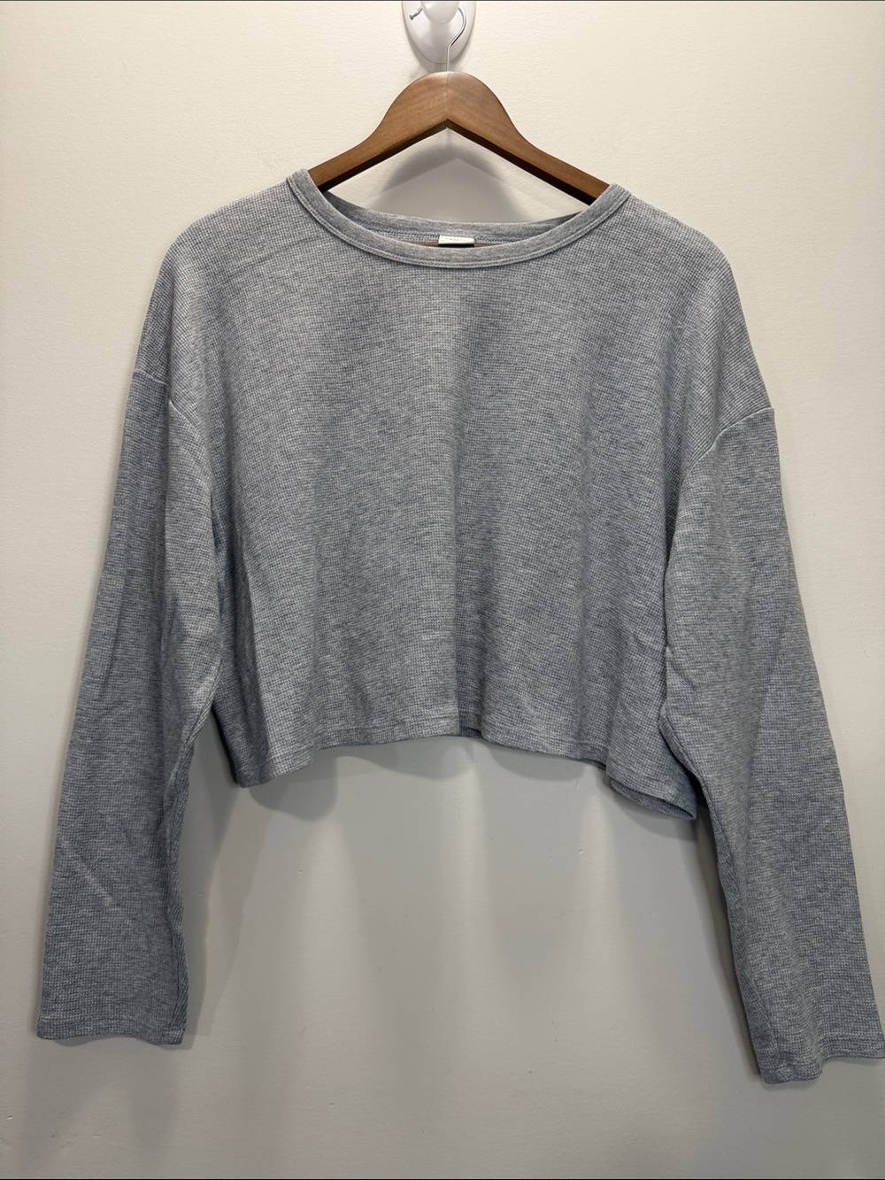 Sunday Best Heather Gray Cropped Long-Sleeve Top Size 1X